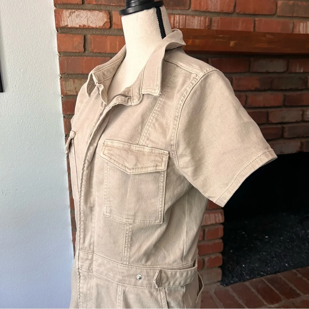 Good American Fit For Success Denim Utility Dress in Khaki Sz XL - Picture 7 of 11
